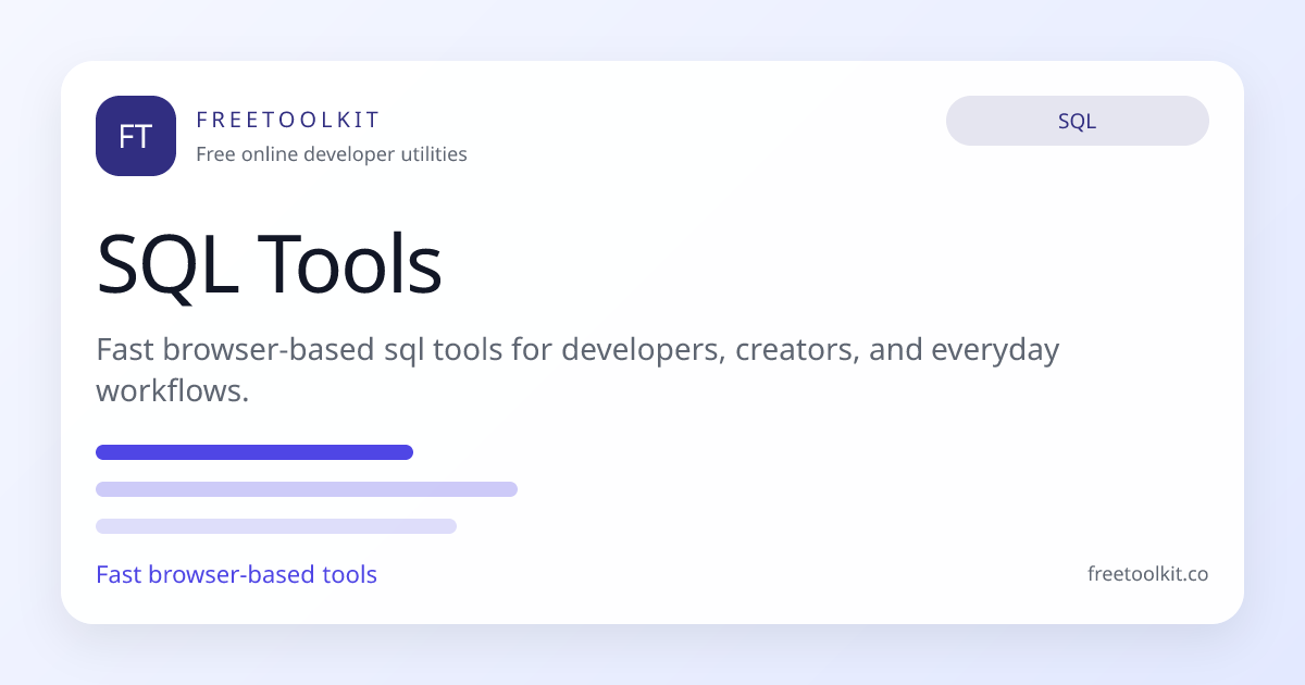 SQL Formatter – Beautify & Format SQL Queries Online Free | FreeToolkit