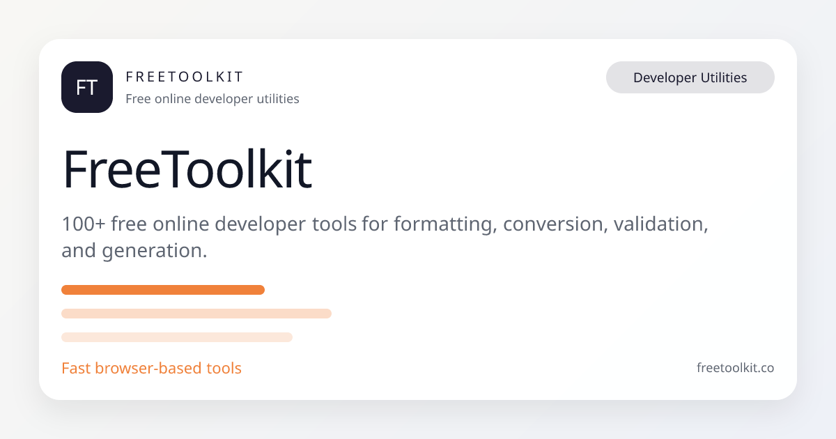 FreeToolkit – 100+ Free Online Tools, No Login Required